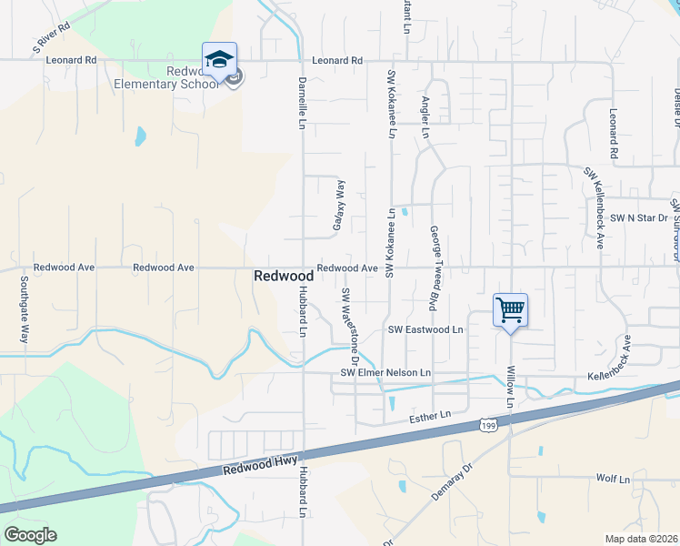 map of restaurants, bars, coffee shops, grocery stores, and more near 1533 Southwest Waterstone Drive in Grants Pass
