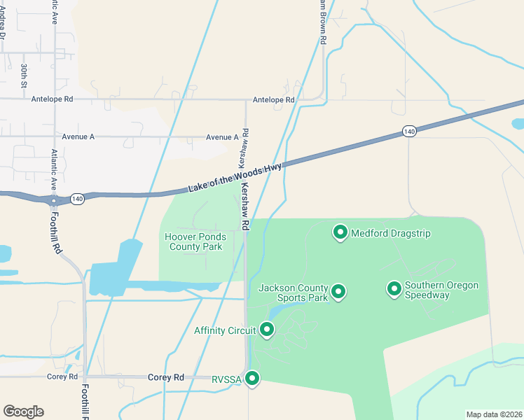 map of restaurants, bars, coffee shops, grocery stores, and more near 7314 Kershaw Road in Central Point