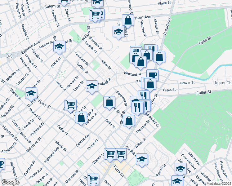 map of restaurants, bars, coffee shops, grocery stores, and more near 134 Taylor Street in Everett