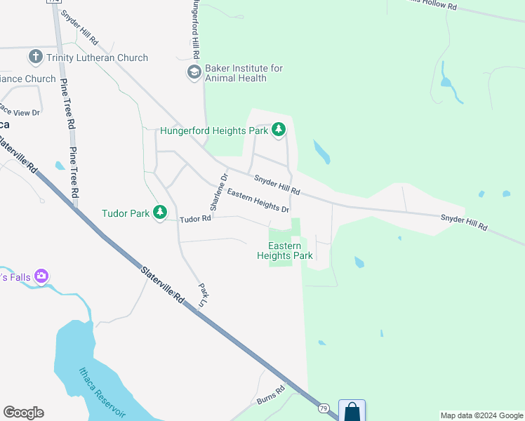map of restaurants, bars, coffee shops, grocery stores, and more near 212 Eastern Heights Drive in Ithaca