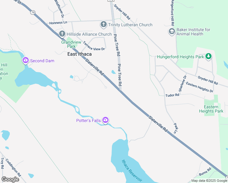 map of restaurants, bars, coffee shops, grocery stores, and more near 1471 Slaterville Road in Ithaca