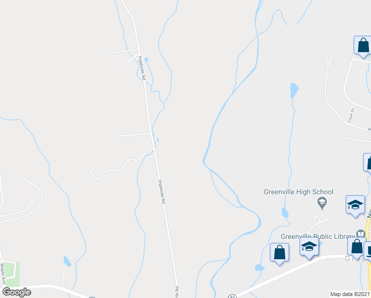 map of restaurants, bars, coffee shops, grocery stores, and more near 150 Ingalside Road in Greenville