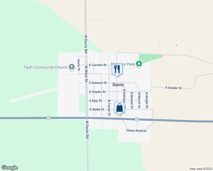 map of restaurants, bars, coffee shops, grocery stores, and more near 404 East Dawson Street in Davis
