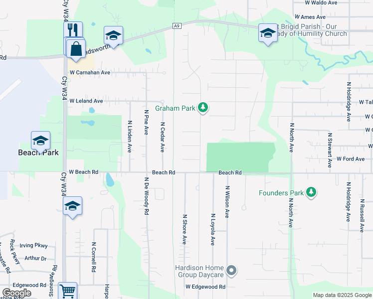 map of restaurants, bars, coffee shops, grocery stores, and more near 1125 Bob Ofarrell Lane in Zion