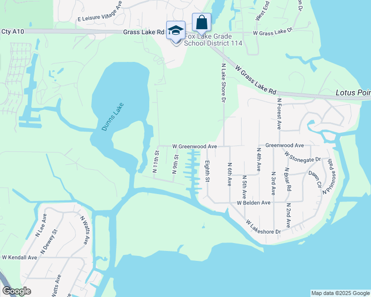 map of restaurants, bars, coffee shops, grocery stores, and more near 38487 North 9th Street in Spring Grove