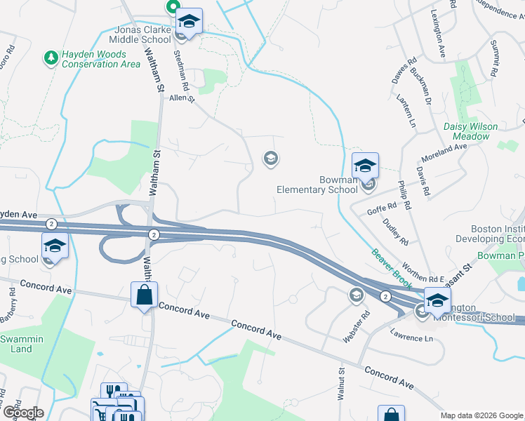 map of restaurants, bars, coffee shops, grocery stores, and more near 2 Crest Circle in Lexington