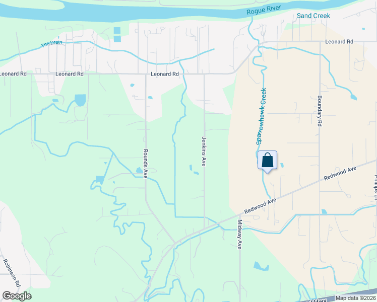 map of restaurants, bars, coffee shops, grocery stores, and more near 1458 Jenkins Avenue in Grants Pass