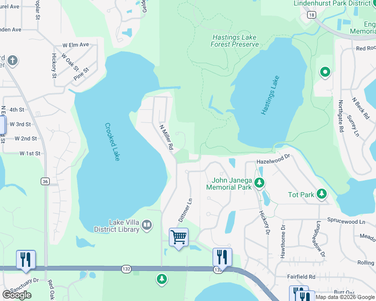 map of restaurants, bars, coffee shops, grocery stores, and more near 405 Woodland Trail in Lindenhurst