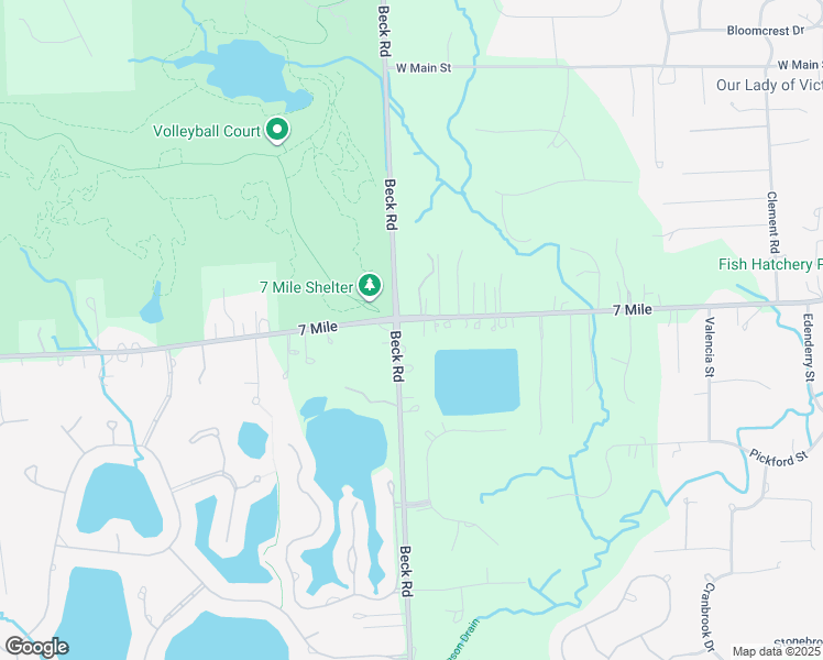 map of restaurants, bars, coffee shops, grocery stores, and more near 47355 West Seven Mile Road in Northville