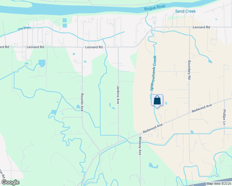 map of restaurants, bars, coffee shops, grocery stores, and more near 1458 Jenkins Avenue in Grants Pass