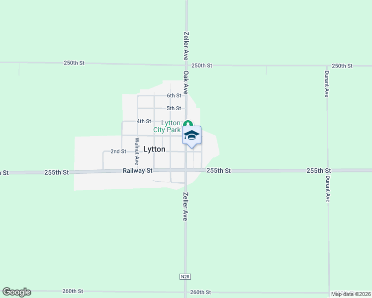 map of restaurants, bars, coffee shops, grocery stores, and more near County Highway N28 in Lytton