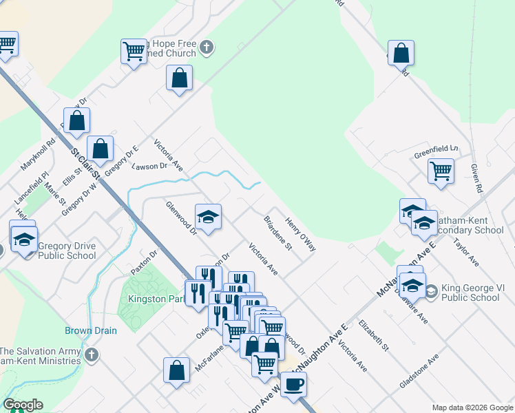 map of restaurants, bars, coffee shops, grocery stores, and more near 48 Ardleigh Drive in Chatham
