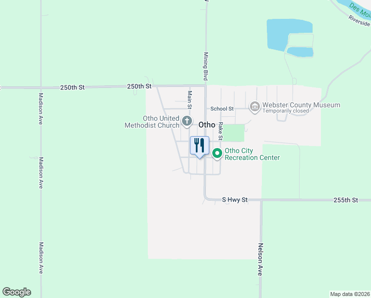 map of restaurants, bars, coffee shops, grocery stores, and more near 310 Main Street in Otho