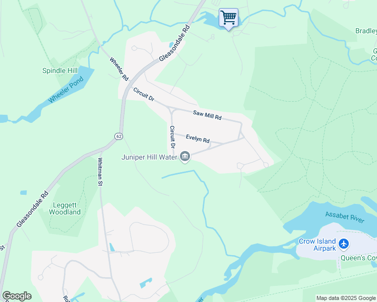 map of restaurants, bars, coffee shops, grocery stores, and more near 1 Middlemost Way in Stow