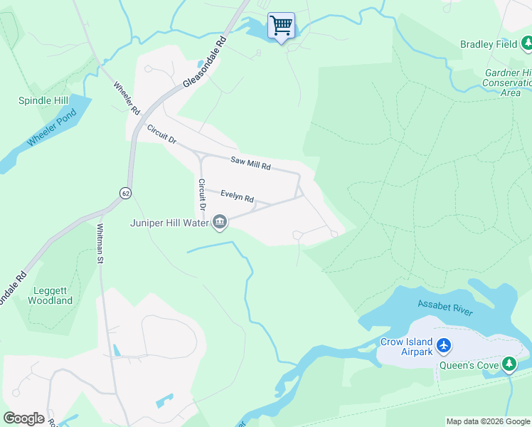 map of restaurants, bars, coffee shops, grocery stores, and more near 20 Middlemost Way in Stow