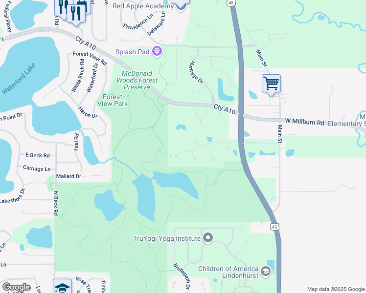 map of restaurants, bars, coffee shops, grocery stores, and more near 2845 Haven Lane in Lindenhurst
