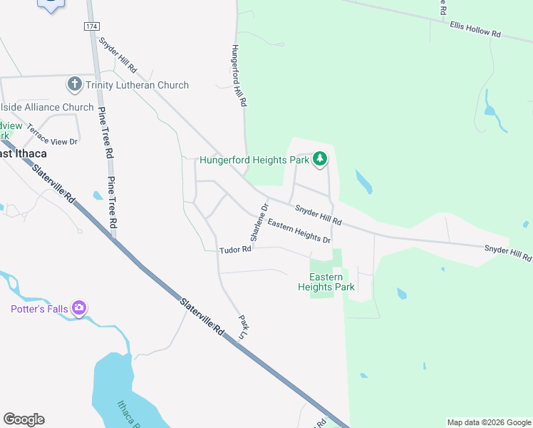 map of restaurants, bars, coffee shops, grocery stores, and more near 203 Eastern Heights Drive in Ithaca