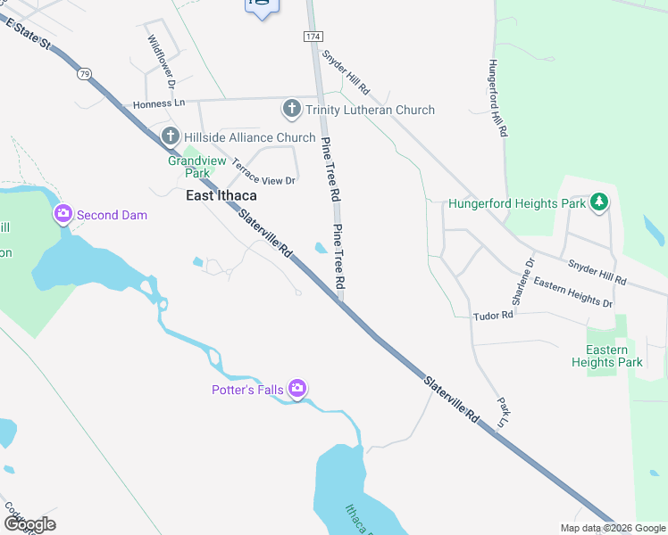 map of restaurants, bars, coffee shops, grocery stores, and more near 1471 Slaterville Road in Ithaca