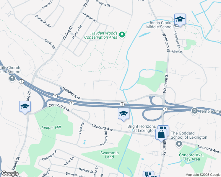map of restaurants, bars, coffee shops, grocery stores, and more near 45 Hayden Avenue in Lexington