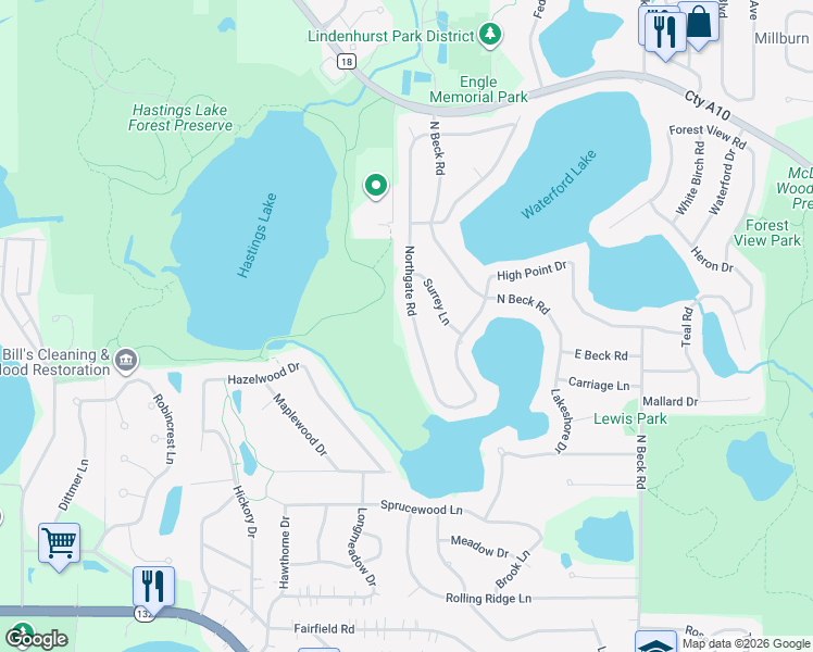 map of restaurants, bars, coffee shops, grocery stores, and more near 403 Northgate Road in Lindenhurst