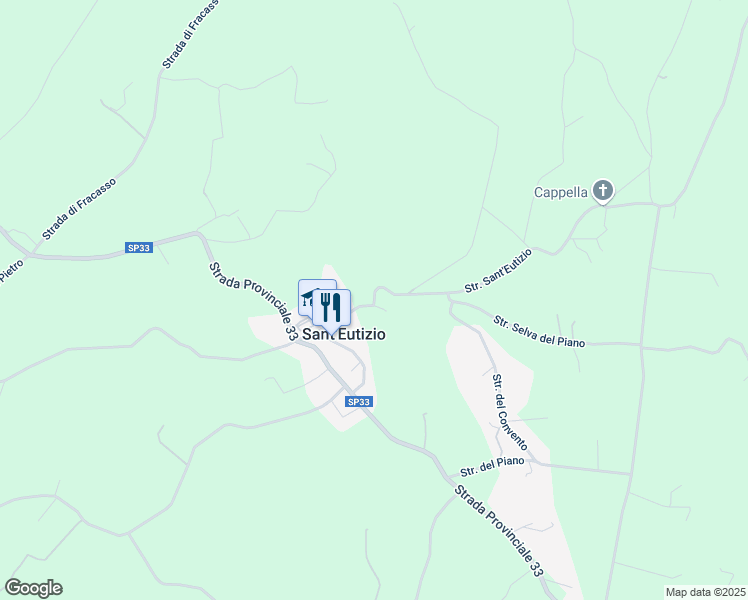 map of restaurants, bars, coffee shops, grocery stores, and more near 731 Via del Convento in Sant'Eutizio