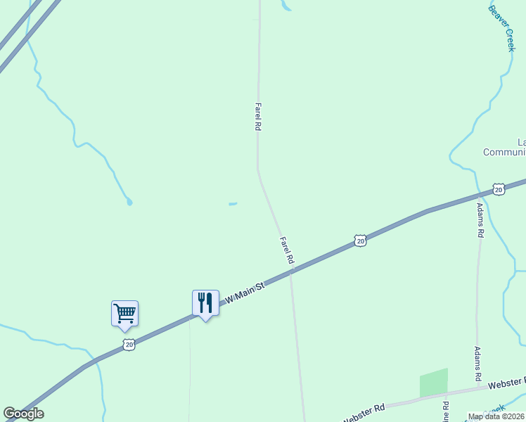 map of restaurants, bars, coffee shops, grocery stores, and more near 9735 Farel Road in Fredonia