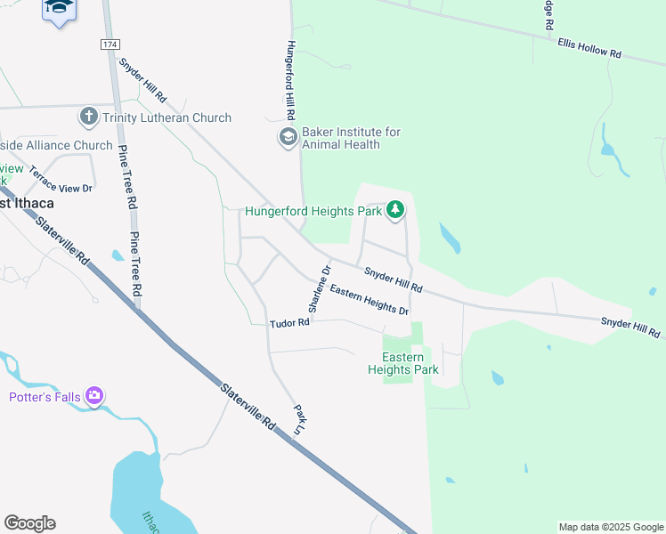 map of restaurants, bars, coffee shops, grocery stores, and more near 206-208 Snyder Hill Road in Ithaca