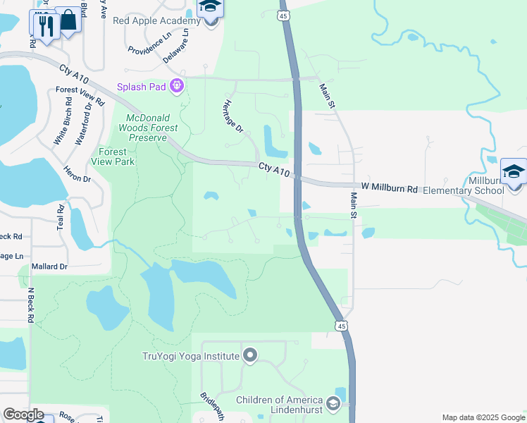 map of restaurants, bars, coffee shops, grocery stores, and more near 2970 Haven Lane in Lindenhurst