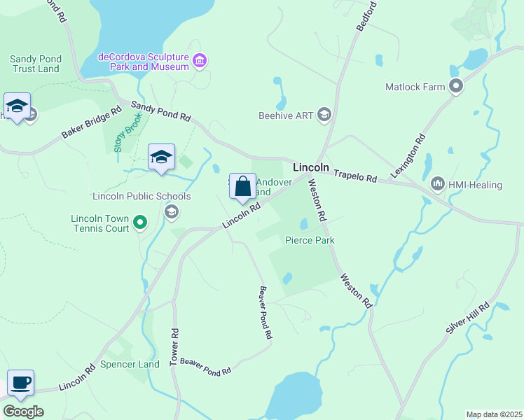 map of restaurants, bars, coffee shops, grocery stores, and more near 16 Lincoln Road in Lincoln