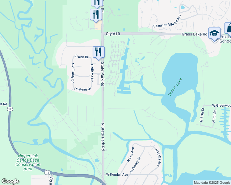 map of restaurants, bars, coffee shops, grocery stores, and more near 6800 North State Park Road in Fox Lake