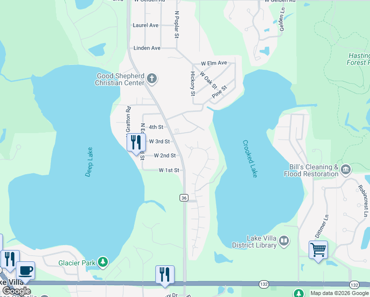 map of restaurants, bars, coffee shops, grocery stores, and more near 464 North Crooked Lake Lane in Lindenhurst