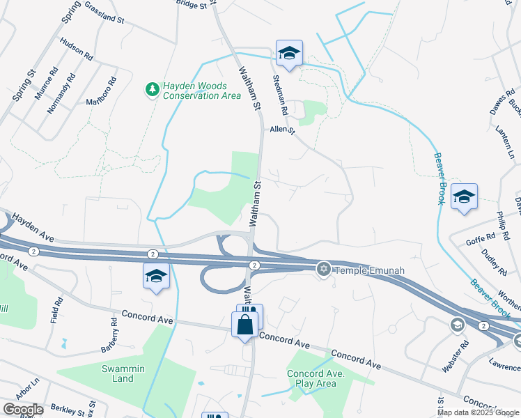 map of restaurants, bars, coffee shops, grocery stores, and more near 748 Waltham Street in Lexington