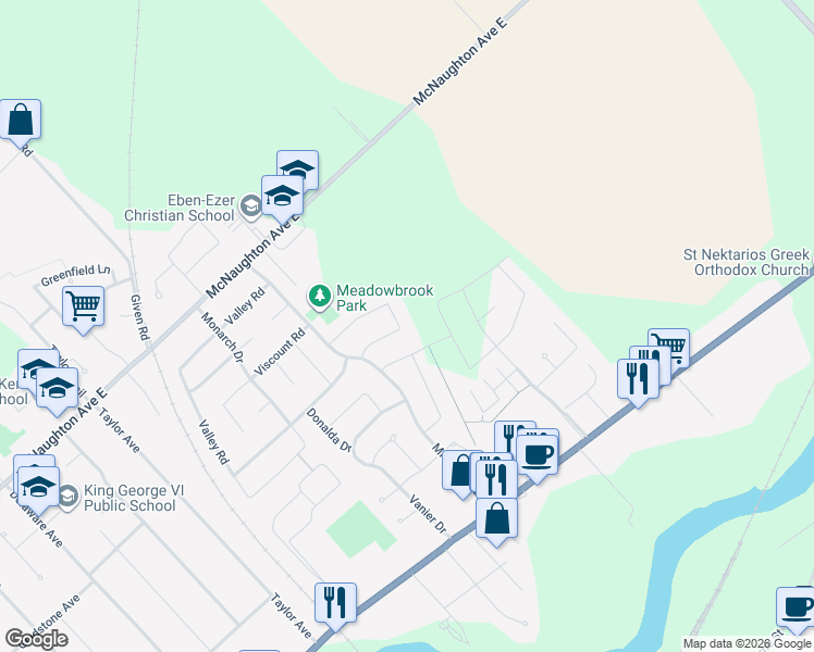 map of restaurants, bars, coffee shops, grocery stores, and more near 96 Goldpark Road in Chatham