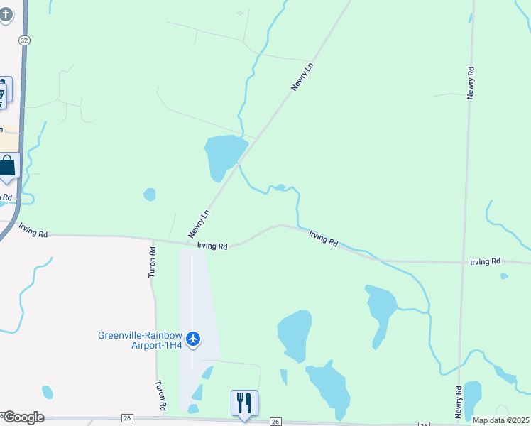 map of restaurants, bars, coffee shops, grocery stores, and more near 536 Irving Road in Greenville