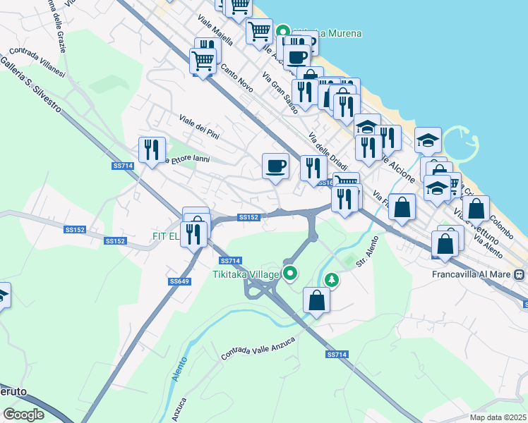 map of restaurants, bars, coffee shops, grocery stores, and more near 2 Via Nicola d'Antino in Francavilla al Mare
