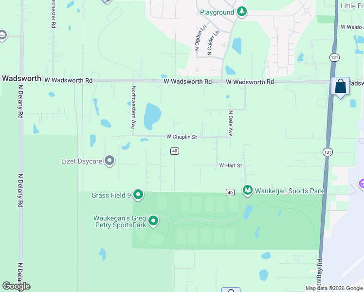 map of restaurants, bars, coffee shops, grocery stores, and more near 13277 West Chaplin Street in Wadsworth