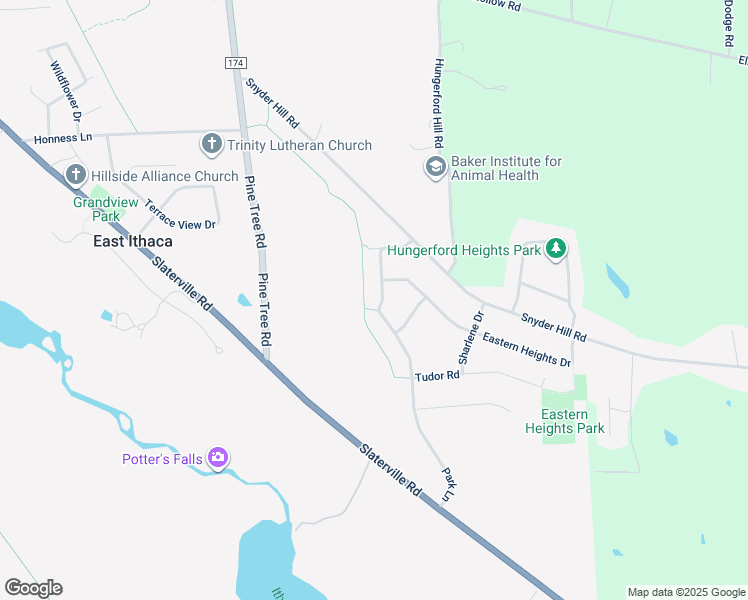 map of restaurants, bars, coffee shops, grocery stores, and more near 109-111 Joanne Drive in Ithaca