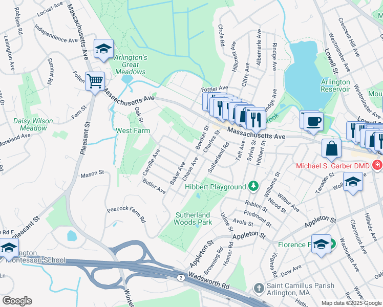 map of restaurants, bars, coffee shops, grocery stores, and more near in Lexington