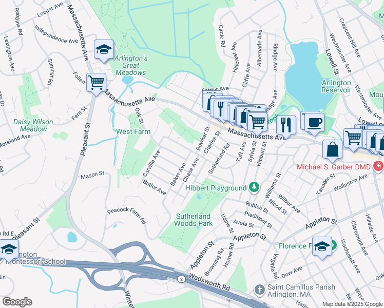 map of restaurants, bars, coffee shops, grocery stores, and more near in Lexington