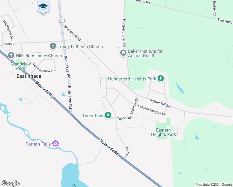 map of restaurants, bars, coffee shops, grocery stores, and more near 109 Eastern Heights Drive in Ithaca
