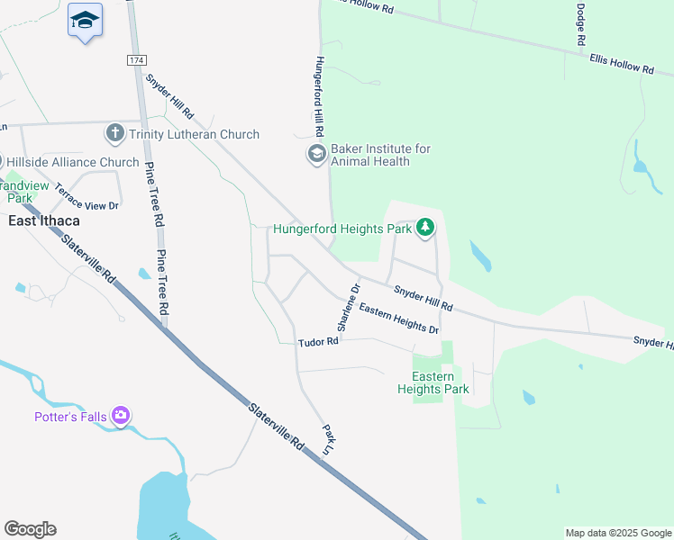 map of restaurants, bars, coffee shops, grocery stores, and more near 171 Snyder Hill Road in Ithaca