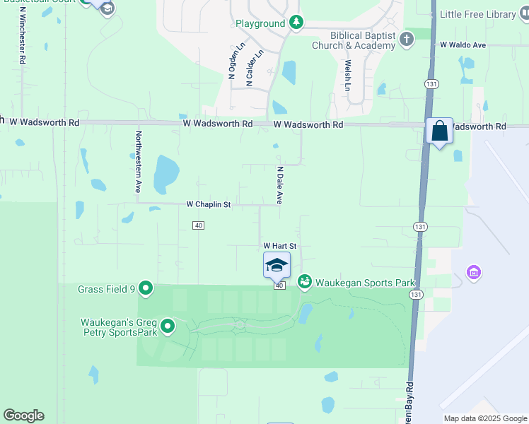 map of restaurants, bars, coffee shops, grocery stores, and more near 13109 West Chaplin Street in Wadsworth