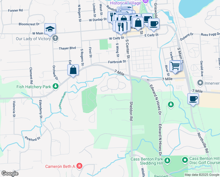 map of restaurants, bars, coffee shops, grocery stores, and more near 243 Saint Lawrence Boulevard in Northville