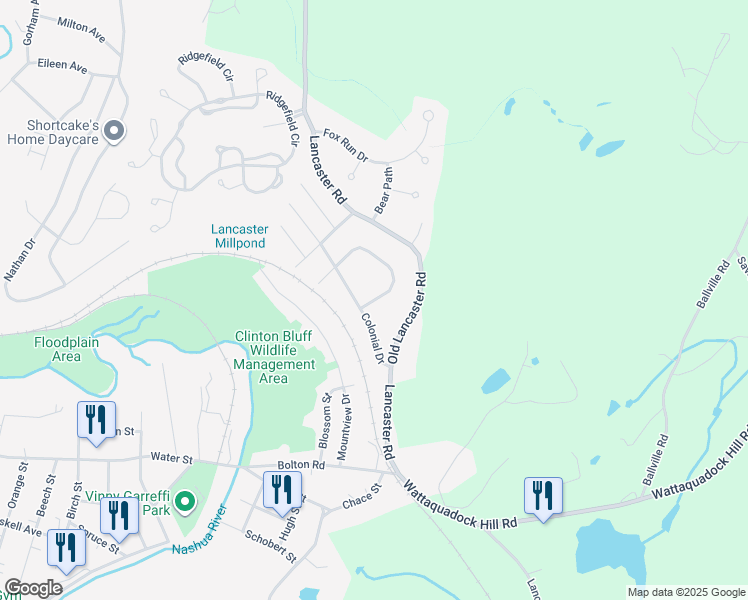 map of restaurants, bars, coffee shops, grocery stores, and more near 4 Horseshoe Lane in Clinton