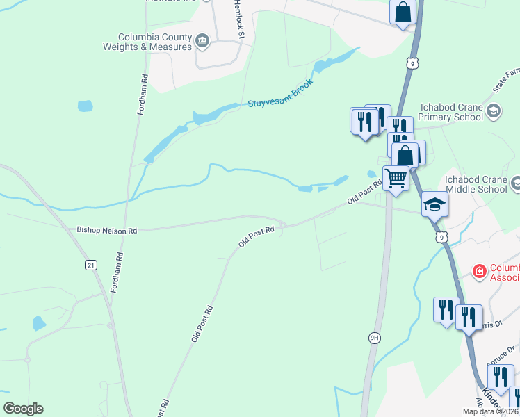 map of restaurants, bars, coffee shops, grocery stores, and more near 22 Bishop Nelson Rd in Valatie