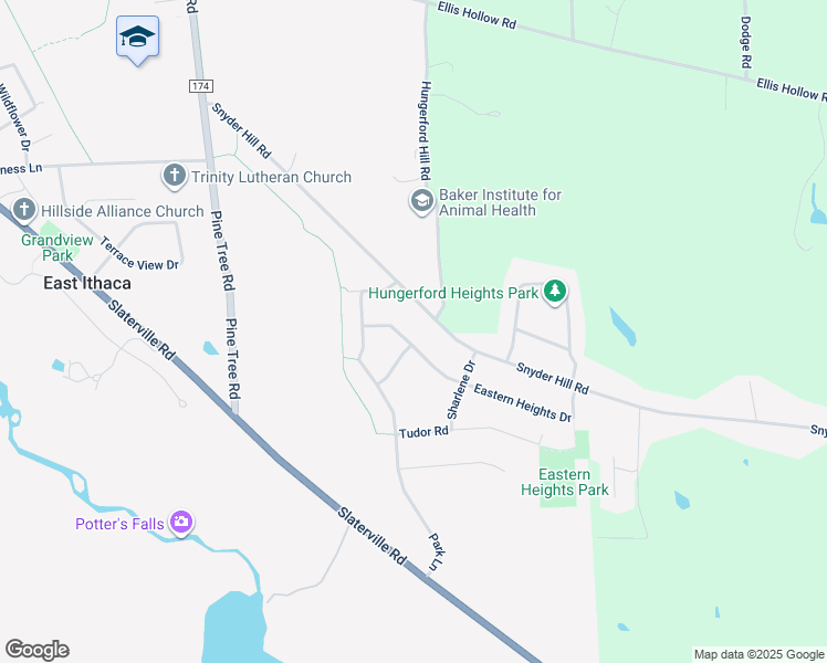 map of restaurants, bars, coffee shops, grocery stores, and more near 109 Eastern Heights Drive in Ithaca