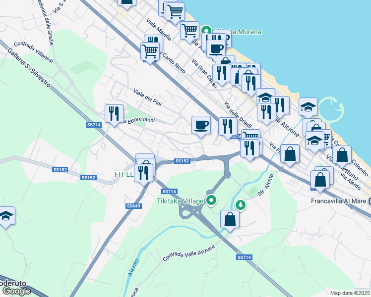 map of restaurants, bars, coffee shops, grocery stores, and more near 2 Via Nicola d'Antino in Francavilla al Mare