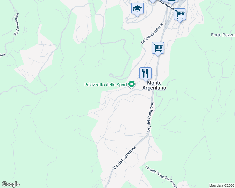 map of restaurants, bars, coffee shops, grocery stores, and more near 31 Via degli Atleti in Monte Argentario