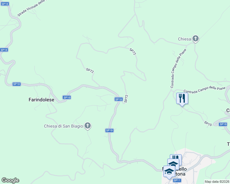 map of restaurants, bars, coffee shops, grocery stores, and more near 30 Campo Santa Maria in Montebello di Bertona
