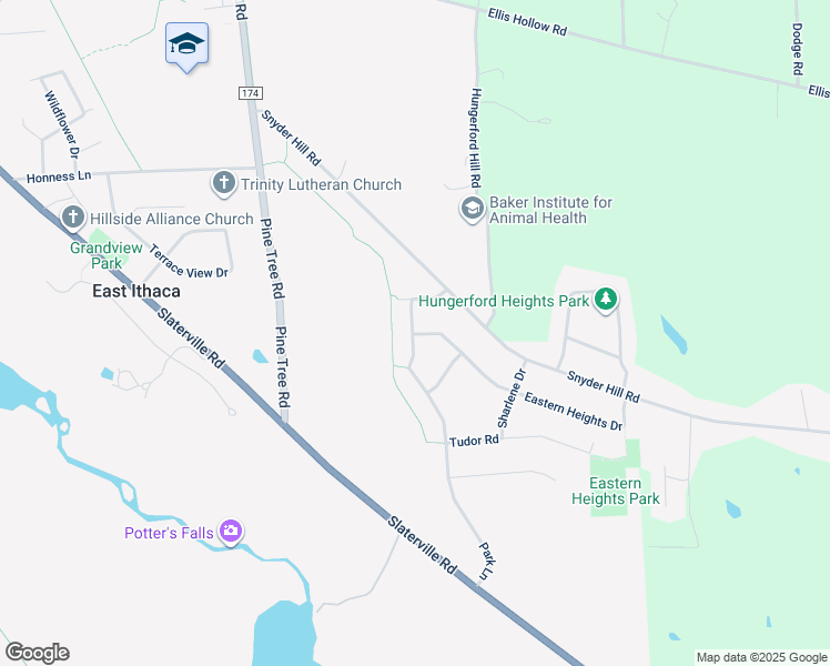 map of restaurants, bars, coffee shops, grocery stores, and more near 111 Joanne Drive in Ithaca